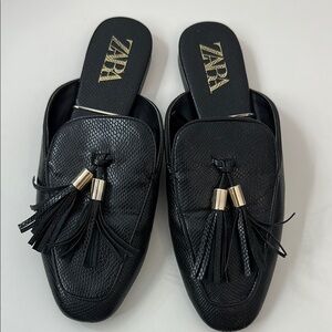 Zara Black Tassel Loafers